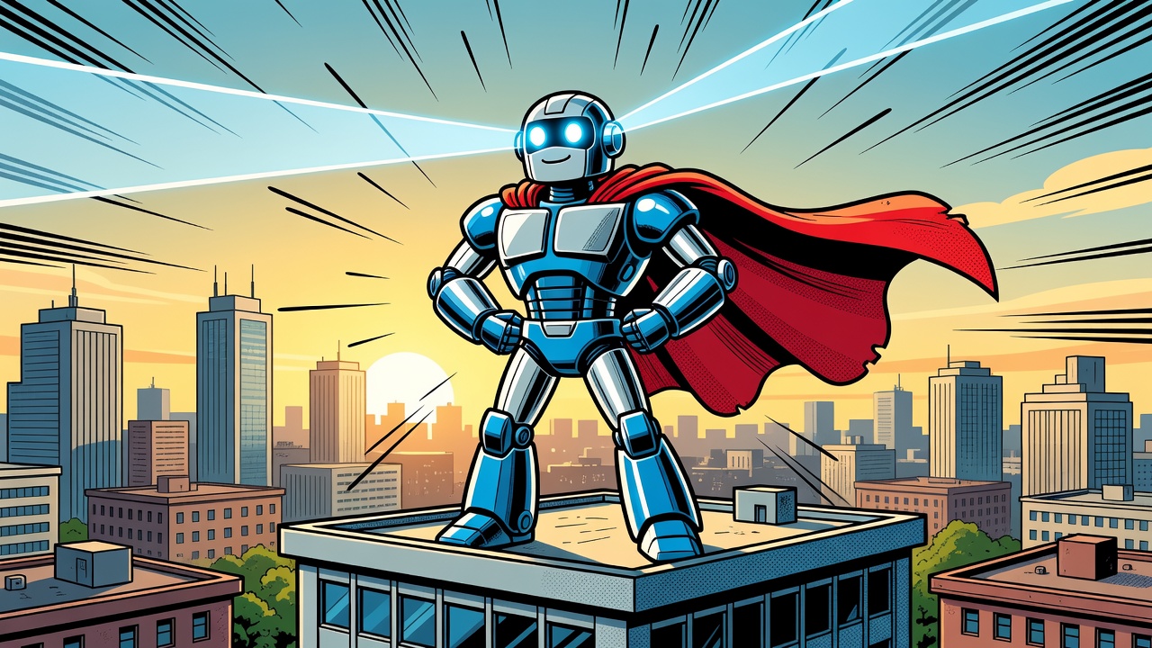 HavAI robot assistant scanning the city at dawn